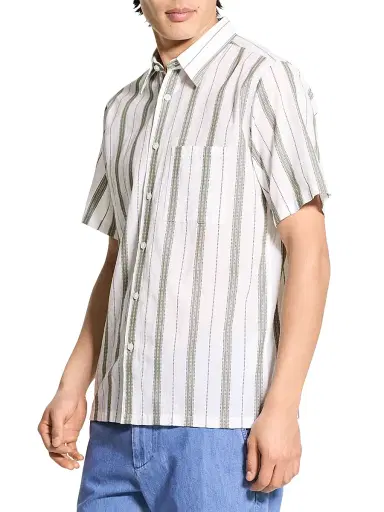 Theory Men's Noll Striped Cotton Dobby Short-Sleeve Shirt | Thumbnail 4 Theory Men's Noll Striped Cotton Dobby Short-Sleeve Shirt | Thumbnail 4