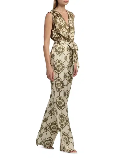 Ramy Brook Women's Noelia Printed Sleeveless Jumpsuit - Olive Tile Print | Thumbnail 2 Ramy Brook Women's Noelia Printed Sleeveless Jumpsuit - Olive Tile Print | Thumbnail 2
