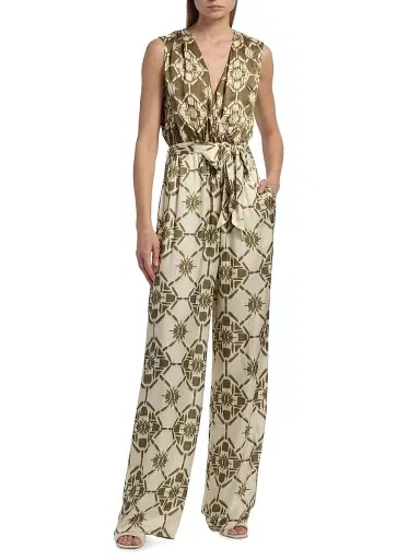 Ramy Brook Women's Noelia Printed Sleeveless Jumpsuit - Olive Tile Print | Thumbnail 3 Ramy Brook Women's Noelia Printed Sleeveless Jumpsuit - Olive Tile Print | Thumbnail 3