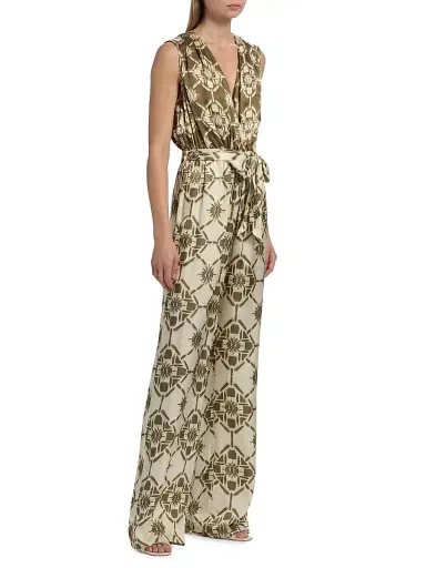 Ramy Brook Women's Noelia Printed Sleeveless Jumpsuit - Olive Tile Print | Thumbnail 4 Ramy Brook Women's Noelia Printed Sleeveless Jumpsuit - Olive Tile Print | Thumbnail 4