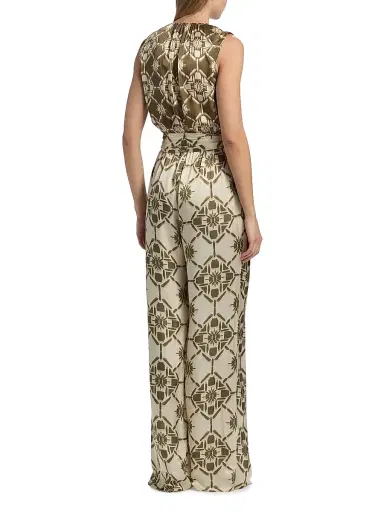 Ramy Brook Women's Noelia Printed Sleeveless Jumpsuit - Olive Tile Print | Thumbnail 5 Ramy Brook Women's Noelia Printed Sleeveless Jumpsuit - Olive Tile Print | Thumbnail 5