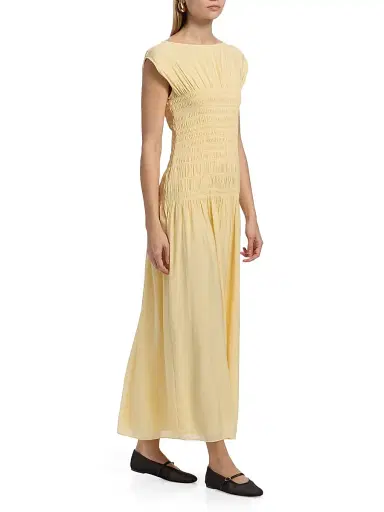 rag & bone Women's Skye Shirred Maxi Dress - Pale Gold | Thumbnail 2 rag & bone Women's Skye Shirred Maxi Dress - Pale Gold | Thumbnail 2