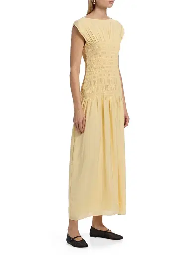 rag & bone Women's Skye Shirred Maxi Dress - Pale Gold | Thumbnail 4 rag & bone Women's Skye Shirred Maxi Dress - Pale Gold | Thumbnail 4