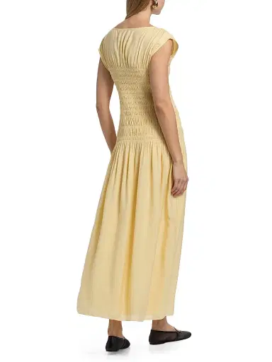 rag & bone Women's Skye Shirred Maxi Dress - Pale Gold | Thumbnail 5 rag & bone Women's Skye Shirred Maxi Dress - Pale Gold | Thumbnail 5