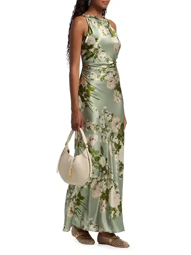 Reformation Women's Anaiis Silk Floral Column Gown - Tarragon - Size 12 | Thumbnail 2 Reformation Women's Anaiis Silk Floral Column Gown - Tarragon - Size 12 | Thumbnail 2