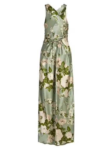 Reformation Women's Anaiis Silk Floral Column Gown - Tarragon - Size 12 | Thumbnail 1 Reformation Women's Anaiis Silk Floral Column Gown - Tarragon - Size 12 | Thumbnail 1