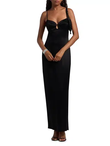 Reformation Women's Sathia Satin Maxi Dress - Black | Thumbnail 2 Reformation Women's Sathia Satin Maxi Dress - Black | Thumbnail 2