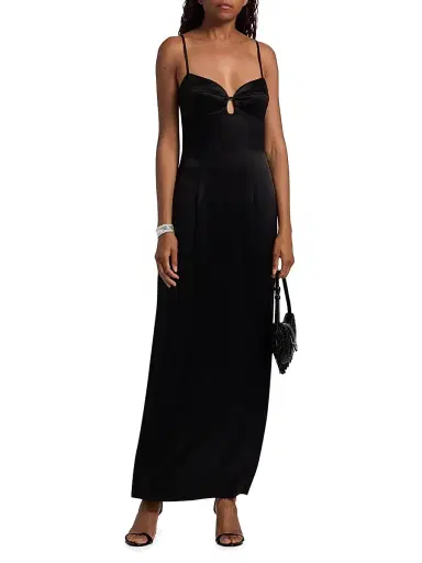 Reformation Women's Sathia Satin Maxi Dress - Black | Thumbnail 3 Reformation Women's Sathia Satin Maxi Dress - Black | Thumbnail 3