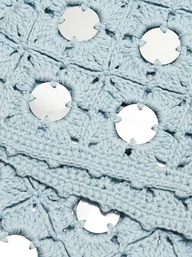 Toccin Women's Kendra Mirror Cotton Crochet Miniskirt - Sky Blue | Thumbnail 7 Toccin Women's Kendra Mirror Cotton Crochet Miniskirt - Sky Blue | Thumbnail 7