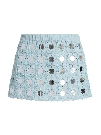 Toccin Women's Kendra Mirror Cotton Crochet Miniskirt - Sky Blue | Thumbnail 1 Toccin Women's Kendra Mirror Cotton Crochet Miniskirt - Sky Blue | Thumbnail 1