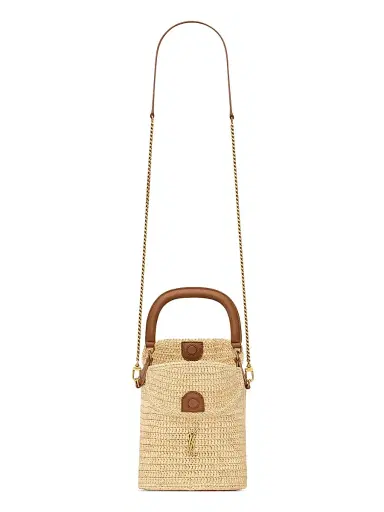 Saint Laurent Women's Gaby Bucket Bag in Raffia - Natural And Brick | Thumbnail 4 Saint Laurent Women's Gaby Bucket Bag in Raffia - Natural And Brick | Thumbnail 4