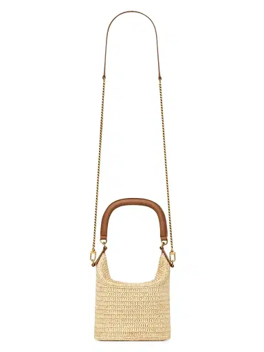Saint Laurent Women's Gaby Bucket Bag in Raffia - Natural And Brick | Thumbnail 7 Saint Laurent Women's Gaby Bucket Bag in Raffia - Natural And Brick | Thumbnail 7
