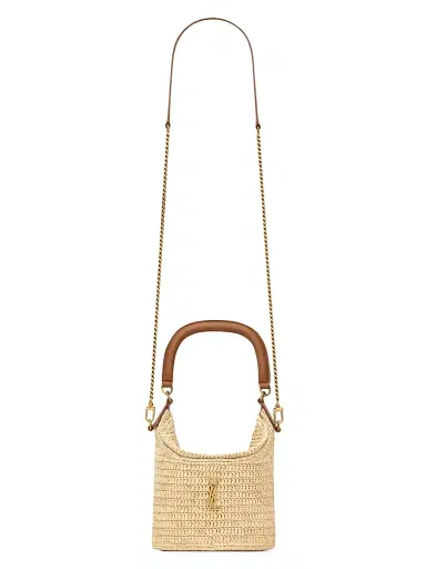 Saint Laurent Women's Gaby Bucket Bag in Raffia - Natural And Brick | Thumbnail 1 Saint Laurent Women's Gaby Bucket Bag in Raffia - Natural And Brick | Thumbnail 1