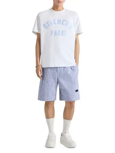 Givenchy Men's Paris T-Shirt in Cotton - White Light Blue | Thumbnail 2 Givenchy Men's Paris T-Shirt in Cotton - White Light Blue | Thumbnail 2