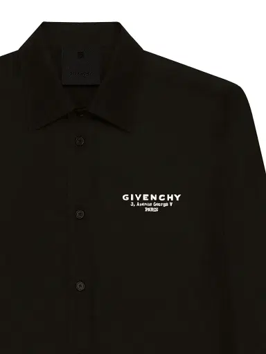 Givenchy Men's Shirt in Poplin with Stamp Print - Black | Thumbnail 2 Givenchy Men's Shirt in Poplin with Stamp Print - Black | Thumbnail 2