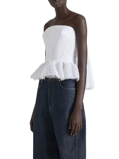 Givenchy Women's Strapless Top in Lace with Cape - White | Thumbnail 2 Givenchy Women's Strapless Top in Lace with Cape - White | Thumbnail 2