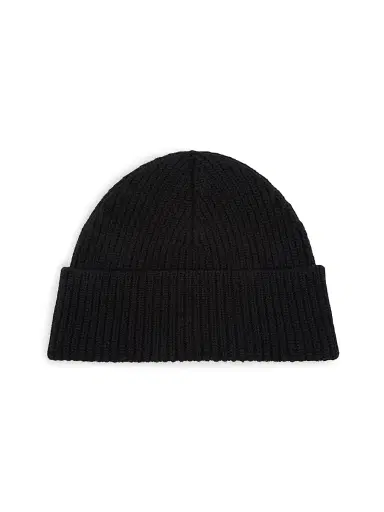 AMI PARIS Men's Logo Rib-Knit Wool Beanie Hat - Black | Thumbnail 2 AMI PARIS Men's Logo Rib-Knit Wool Beanie Hat - Black | Thumbnail 2