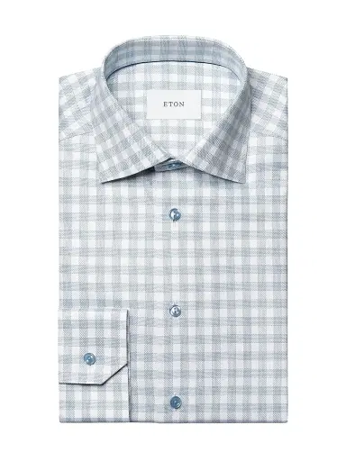 Eton Men's Contemporary-Fit Check Twill Button-Front Shirt - Blue | Thumbnail 1 Eton Men's Contemporary-Fit Check Twill Button-Front Shirt - Blue | Thumbnail 1