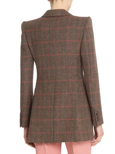 Chloé Women's VE53 Glen Check Wool Jacket - Brown Beige | Thumbnail 5 Chloé Women's VE53 Glen Check Wool Jacket - Brown Beige | Thumbnail 5