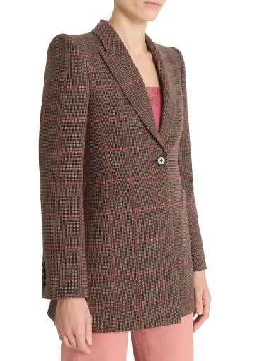 Chloé Women's VE53 Glen Check Wool Jacket - Brown Beige | Thumbnail 6 Chloé Women's VE53 Glen Check Wool Jacket - Brown Beige | Thumbnail 6
