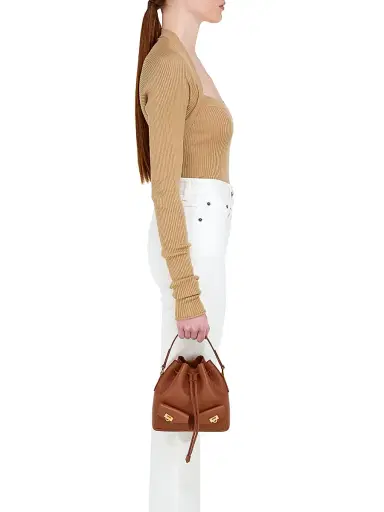 Ferragamo Women's Leather Bucket Bag - New Cognac | Thumbnail 2 Ferragamo Women's Leather Bucket Bag - New Cognac | Thumbnail 2