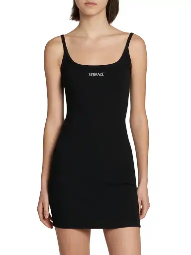 Versace Women's Stretch-Cotton Body-Con Minidress - Black | Thumbnail 3 Versace Women's Stretch-Cotton Body-Con Minidress - Black | Thumbnail 3