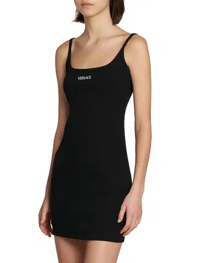Versace Women's Stretch-Cotton Body-Con Minidress - Black | Thumbnail 4 Versace Women's Stretch-Cotton Body-Con Minidress - Black | Thumbnail 4
