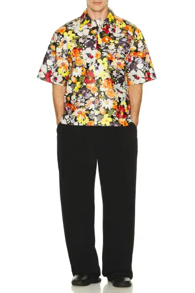 Bottega Veneta Floral Printed Leather Short Sleeve Shirt | Thumbnail 4 Bottega Veneta Floral Printed Leather Short Sleeve Shirt | Thumbnail 4