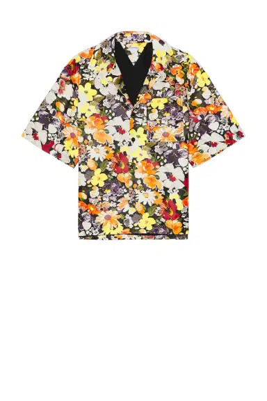 Bottega Veneta Floral Printed Leather Short Sleeve Shirt | Thumbnail 1 Bottega Veneta Floral Printed Leather Short Sleeve Shirt | Thumbnail 1