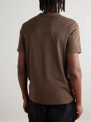 Moncler Logo-Appliquéd Shell-Trimmed Cotton and Cashmere-Blend Jersey T-Shirt - Men | Thumbnail 3 Moncler Logo-Appliquéd Shell-Trimmed Cotton and Cashmere-Blend Jersey T-Shirt - Men | Thumbnail 3
