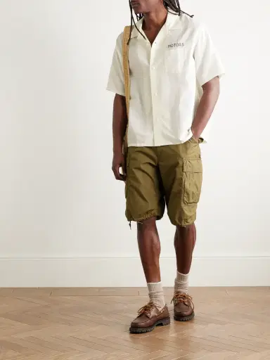 Visvim Crosby Convertible-Collar Embroidered Wool and Linen-Blend Shirt - Men | Thumbnail 2 Visvim Crosby Convertible-Collar Embroidered Wool and Linen-Blend Shirt - Men | Thumbnail 2
