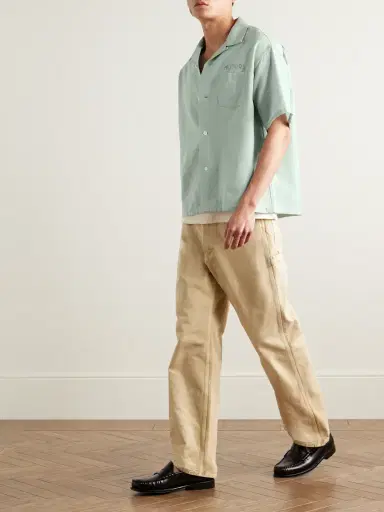 Visvim Crosby Convertible-Collar Embroidered Wool and Linen-Blend Shirt - Men | Thumbnail 2 Visvim Crosby Convertible-Collar Embroidered Wool and Linen-Blend Shirt - Men | Thumbnail 2