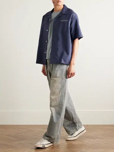 Visvim Crosby Convertible-Collar Embroidered Wool and Linen-Blend Shirt - Men | Thumbnail 2 Visvim Crosby Convertible-Collar Embroidered Wool and Linen-Blend Shirt - Men | Thumbnail 2