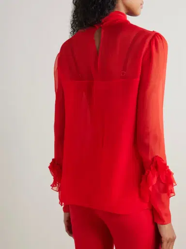 Carolina Herrera Tie-neck Ruffled Silk-chiffon Blouse | Thumbnail 4 Carolina Herrera Tie-neck Ruffled Silk-chiffon Blouse | Thumbnail 4