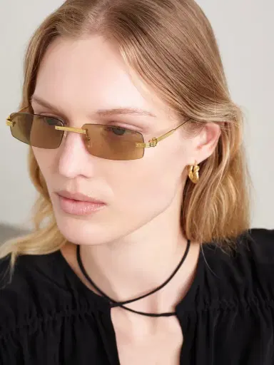 Cartier Eyewear Première De Cartier Rimless Rectangular-frame Gold-tone Sunglasses | Thumbnail 2 Cartier Eyewear Première De Cartier Rimless Rectangular-frame Gold-tone Sunglasses | Thumbnail 2