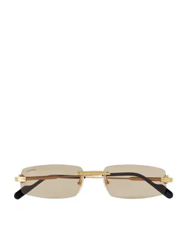 Cartier Eyewear Première De Cartier Rimless Rectangular-frame Gold-tone Sunglasses | Thumbnail 1 Cartier Eyewear Première De Cartier Rimless Rectangular-frame Gold-tone Sunglasses | Thumbnail 1