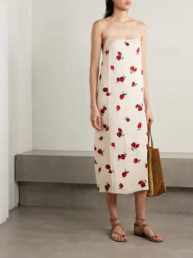 Khaite Sicily Printed Satin-twill Midi Dress | Thumbnail 2 Khaite Sicily Printed Satin-twill Midi Dress | Thumbnail 2