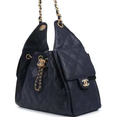 Chanel Chanel Small 25 Hobo Bag Dark Navy Caviar Antique Gold Hardware | Thumbnail 4 Chanel Chanel Small 25 Hobo Bag Dark Navy Caviar Antique Gold Hardware | Thumbnail 4