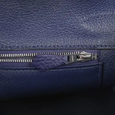 HERMÈS Pre-owned Hermes Birkin 30 Bleu Encre Touch Togo and Shiny Niloticus Crocodile Palladium Hardware | Thumbnail 9 HERMÈS Pre-owned Hermes Birkin 30 Bleu Encre Touch Togo and Shiny Niloticus Crocodile Palladium Hardware | Thumbnail 9