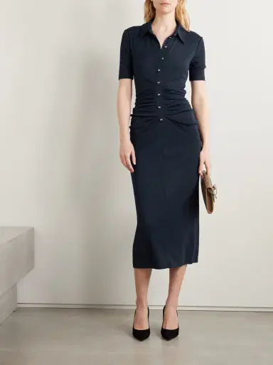 Carolina Herrera Ruched Stretch-jersey idi Shirt Dress | Thumbnail 2 Carolina Herrera Ruched Stretch-jersey idi Shirt Dress | Thumbnail 2