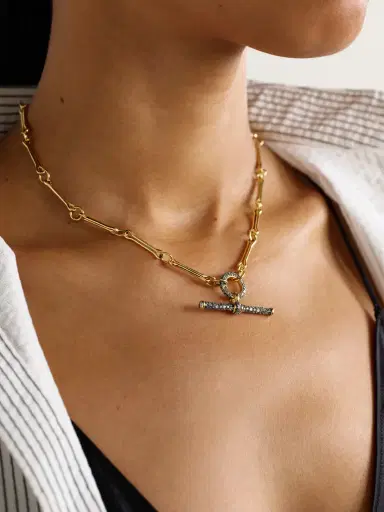 Lucy Delius Show Your Bones And T-bar Trombone Link 14-karat Gold, Rhodium-plated And Diamond Necklace | Thumbnail 2 Lucy Delius Show Your Bones And T-bar Trombone Link 14-karat Gold, Rhodium-plated And Diamond Necklace | Thumbnail 2