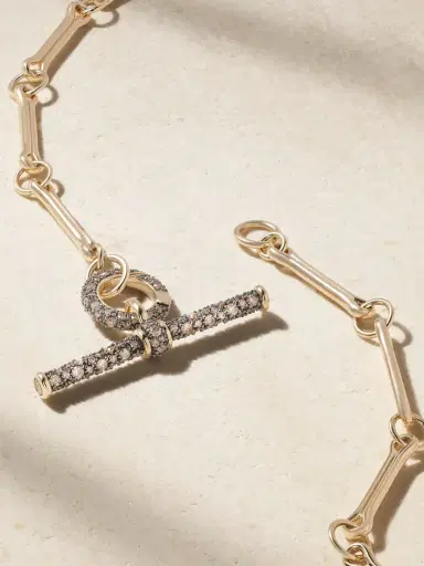 Lucy Delius Show Your Bones And T-bar Trombone Link 14-karat Gold, Rhodium-plated And Diamond Necklace | Thumbnail 3 Lucy Delius Show Your Bones And T-bar Trombone Link 14-karat Gold, Rhodium-plated And Diamond Necklace | Thumbnail 3