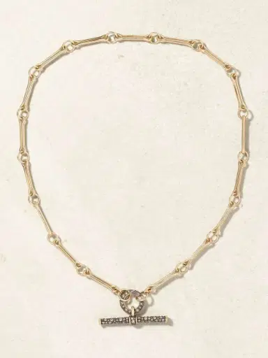 Lucy Delius Show Your Bones And T-bar Trombone Link 14-karat Gold, Rhodium-plated And Diamond Necklace | Thumbnail 4 Lucy Delius Show Your Bones And T-bar Trombone Link 14-karat Gold, Rhodium-plated And Diamond Necklace | Thumbnail 4