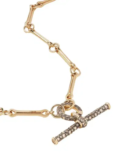 Lucy Delius Show Your Bones And T-bar Trombone Link 14-karat Gold, Rhodium-plated And Diamond Necklace | Thumbnail 1 Lucy Delius Show Your Bones And T-bar Trombone Link 14-karat Gold, Rhodium-plated And Diamond Necklace | Thumbnail 1