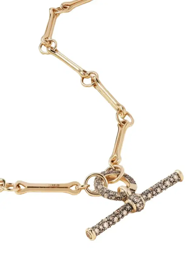 Show Your Bones And T-bar Trombone Link 14-karat Gold, Rhodium-plated And Diamond Necklace Show Your Bones And T-bar Trombone Link 14-karat Gold, Rhodium-plated And Diamond Necklace