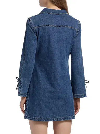 Cinq à Sept Women's Aster Denim V-Neck Minidress - Ruisseau | Thumbnail 5 Cinq à Sept Women's Aster Denim V-Neck Minidress - Ruisseau | Thumbnail 5