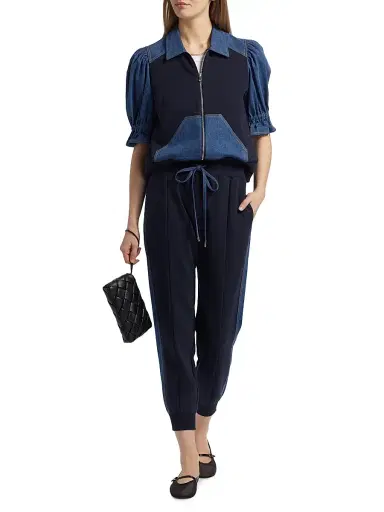 Cinq à Sept Women's Susan Two-Tone Cotton-Blend Jacket - Ruisseau Navy | Thumbnail 2 Cinq à Sept Women's Susan Two-Tone Cotton-Blend Jacket - Ruisseau Navy | Thumbnail 2