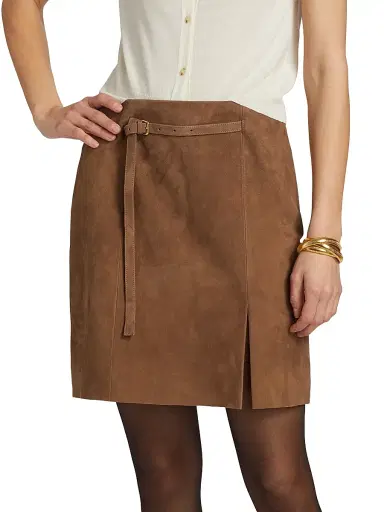Vince Women's Belted Suede Mid-Rise Miniskirt | Thumbnail 3 Vince Women's Belted Suede Mid-Rise Miniskirt | Thumbnail 3