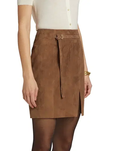 Vince Women's Belted Suede Mid-Rise Miniskirt | Thumbnail 4 Vince Women's Belted Suede Mid-Rise Miniskirt | Thumbnail 4