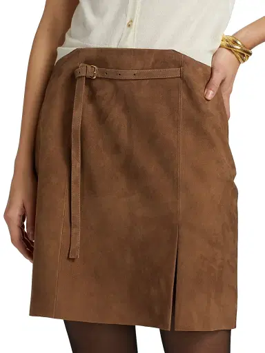 Vince Women's Belted Suede Mid-Rise Miniskirt | Thumbnail 6 Vince Women's Belted Suede Mid-Rise Miniskirt | Thumbnail 6